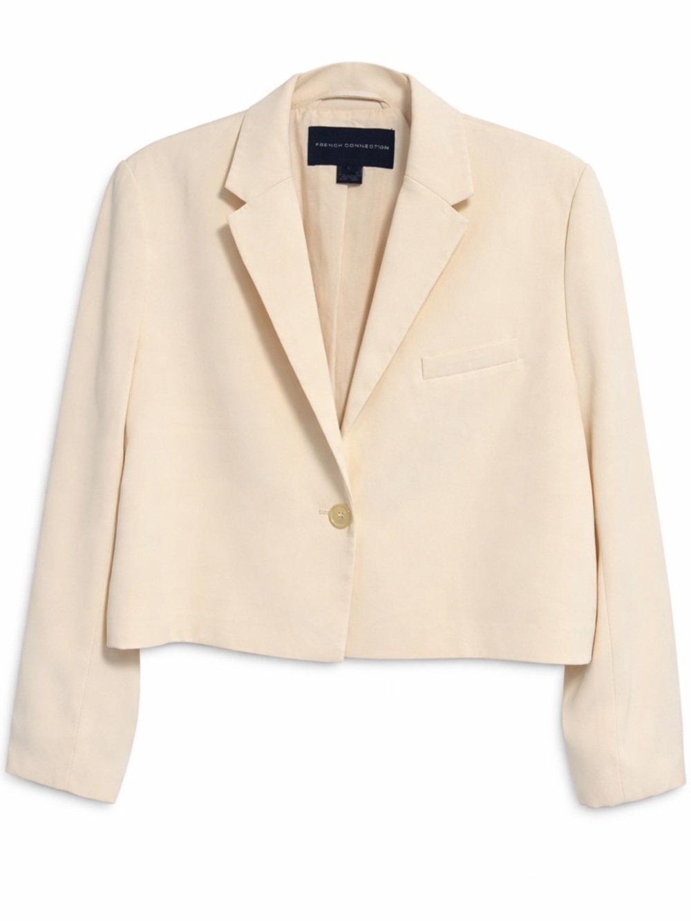 French Connection Cream Single-Button Cropped Blazer